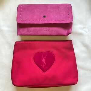 YVES SAINT LAURENT Puff Heart Pink Parfums Clutch and Givenchy Parfums Pink Bag